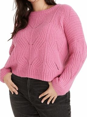 Madewell Pink Cable-Knit Crewneck Sweater Size XXL